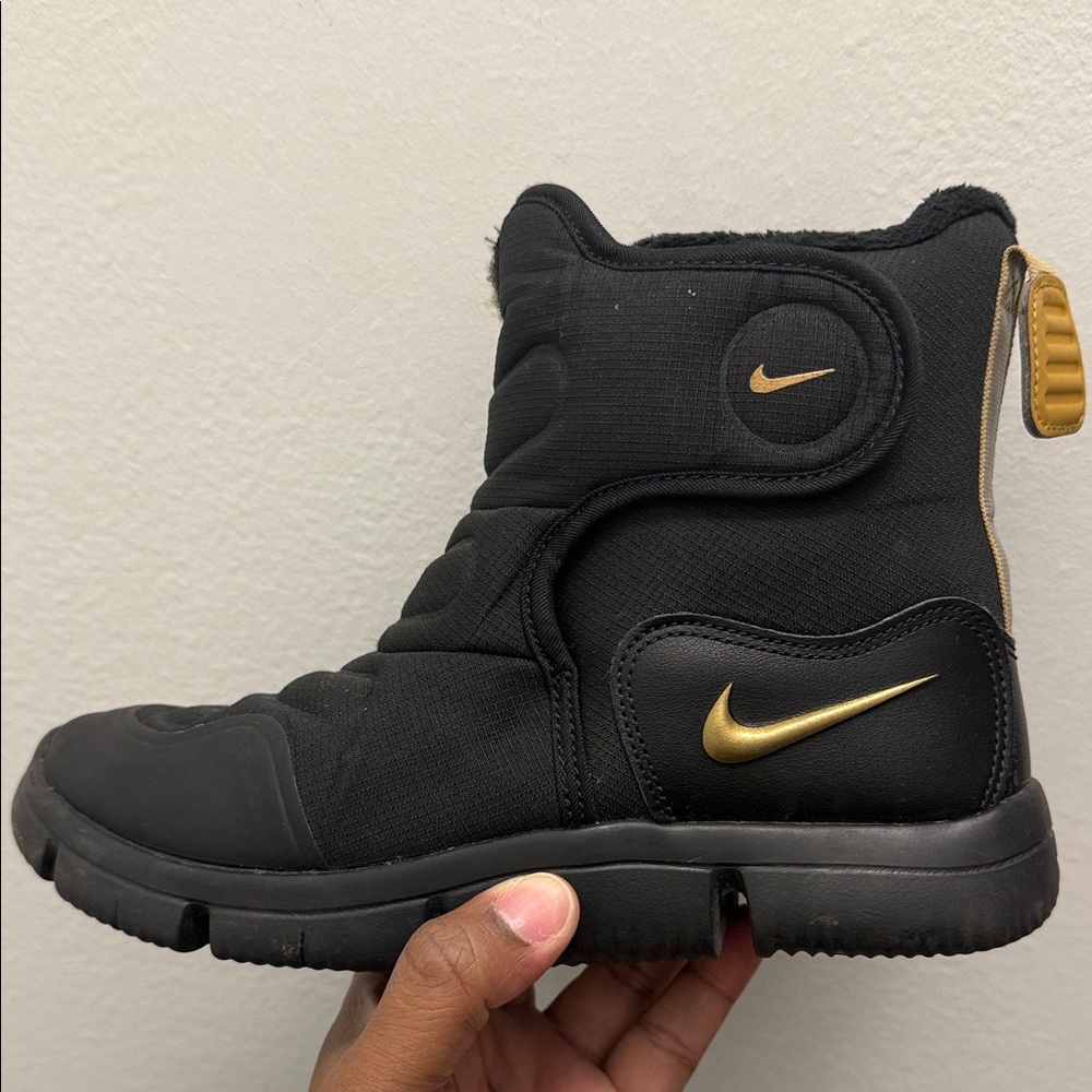 Nike Black and Gold Mid-Top Sneakers
